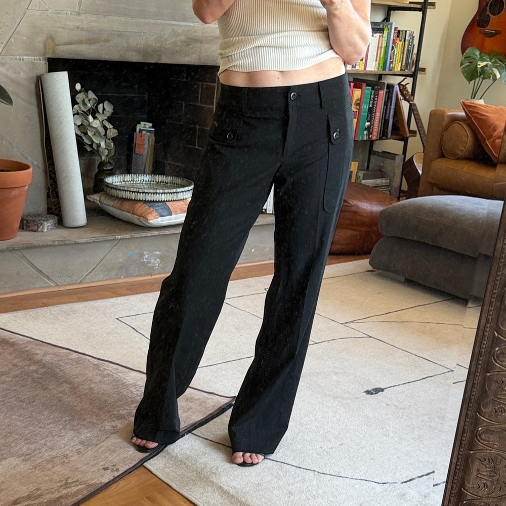 Ideology Black Wide-Leg Trousers with Back Button Pocket